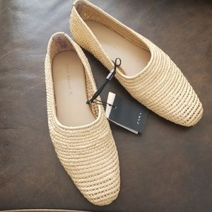 Zara handmade slide on straw loafer